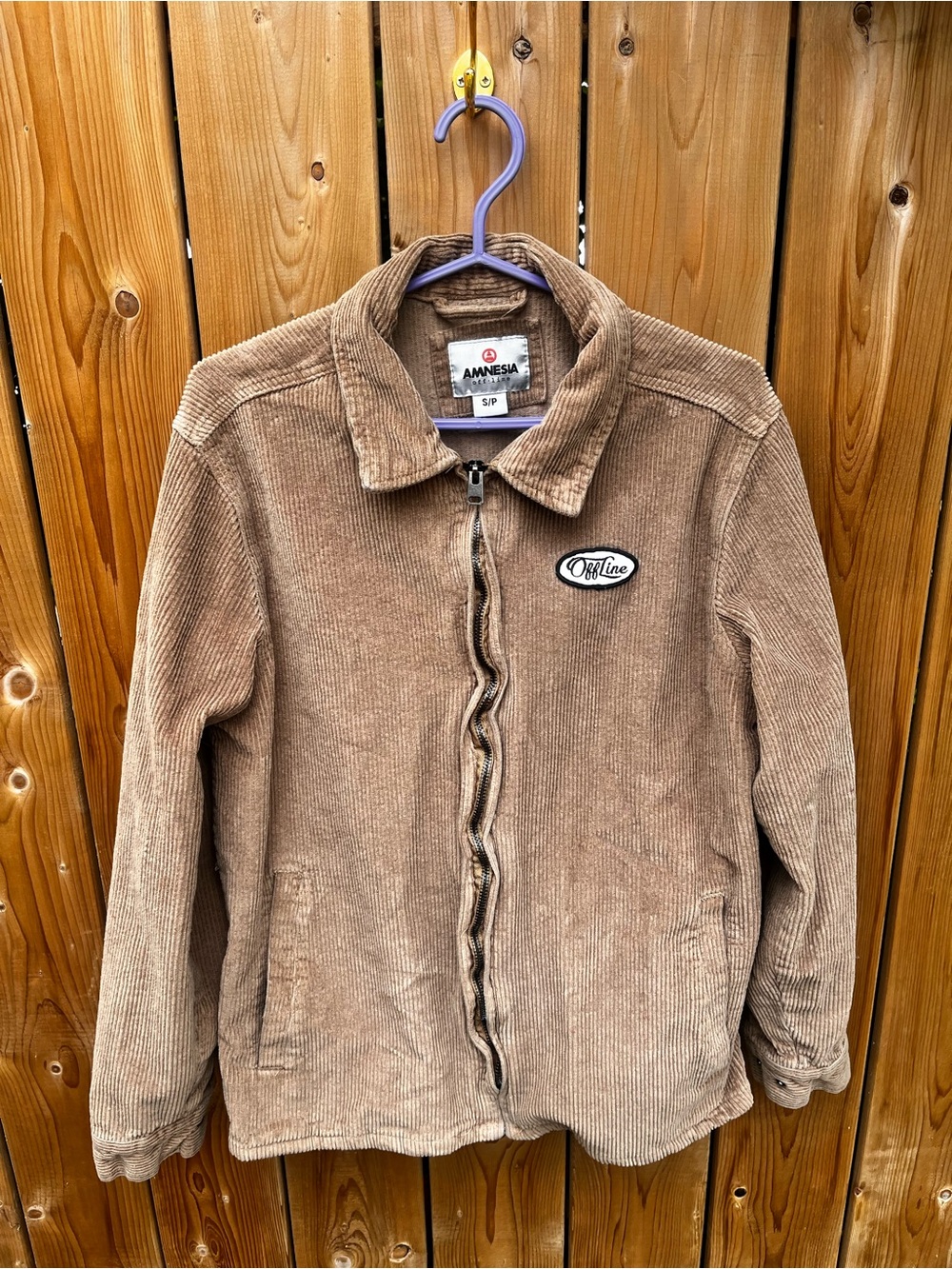 Amnesia Brown Corduroy Zip-Front Jacket
